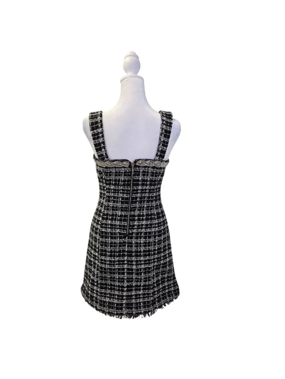 NWT Tahari ASL Boucle Tweed Mini Dress with Rhinestones Size 2 Petite - Picture 2 of 7
